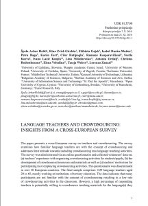 Language Teachers and Crowdsourcing: Insights from a Cross-European Survey.